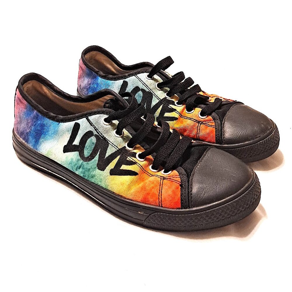 Rainbow Tie Dye LOVE IS MY RELIGION Canvas Sneakers EU 36 Women’s 5.5-6